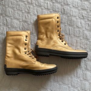 Tod’s Gold Lace-Up Boots